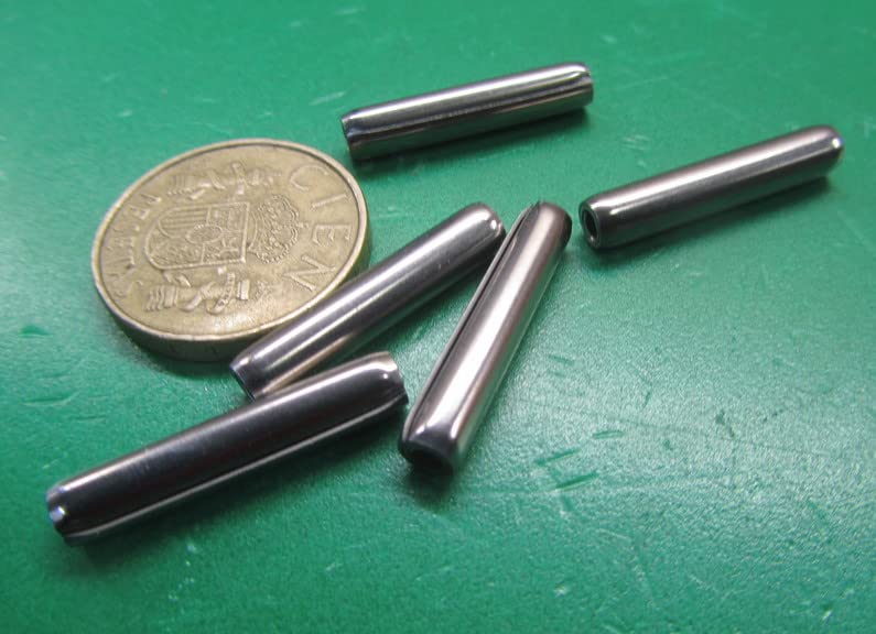 420 Stainless Steel Coiled Spring Pins, 3/16" Diameter x 1.00" Length, 20 pcs.