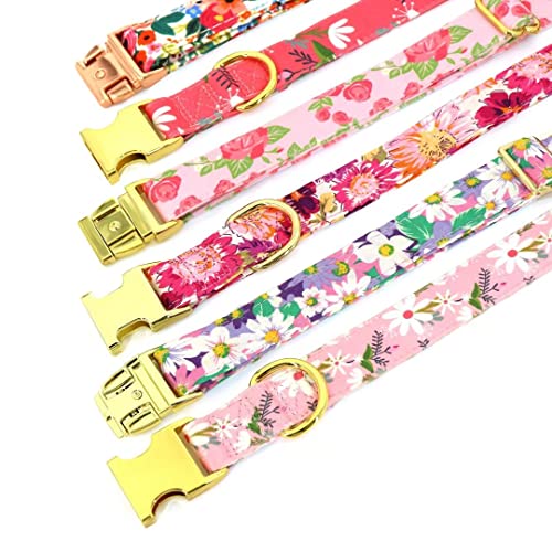 Beirui Cute Girl Dog Collars For Small Medium Large Dogs, Multiple Floral Patterns Female Pet Dog Collars With Flower For Wedding Holiday(M:neck 14-22", Purple) #TOP1