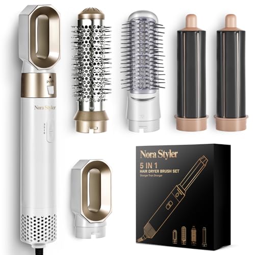 5-in-1 Hair Styler & Hot Air Brush Set, Multi-Functional Hair Styling Tool for Curling, Straightening & Volumizing, Ionic Hair Dryer Brush for Salon-Style Results at Home
