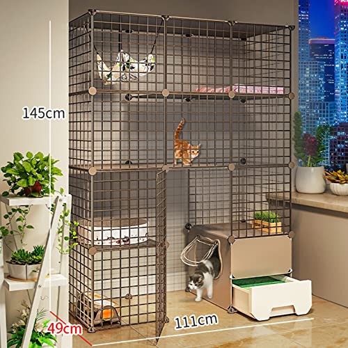 Cage pour chat modulable avec bac à litière intégré pour 1 à 4 chats - 8