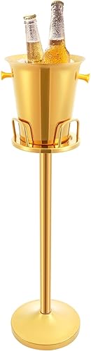 Miniatura 8 de Cubo de hielo con soporte enfriador de champán 201 de acero inoxidable con cubo de hielo de pie enfriador con asa de transporte, estante de cubo de