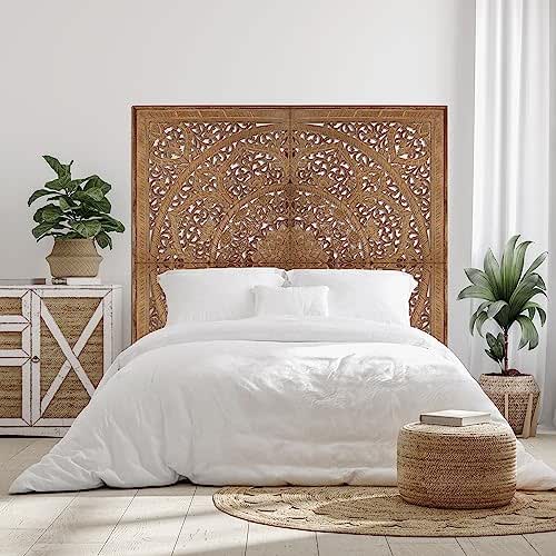 Amazon.com: Queen Wood Headboard Rustic | Carved Full Head Board Only ...