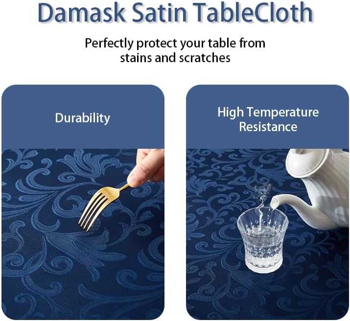 Miniatura 4 de HommxJF Mantel cuadrado de damasco jacquard con diseño de ondas, 52 x 52 pulgadas, mantel lavable para mesa de comedor, fiestas de bufé y campamento