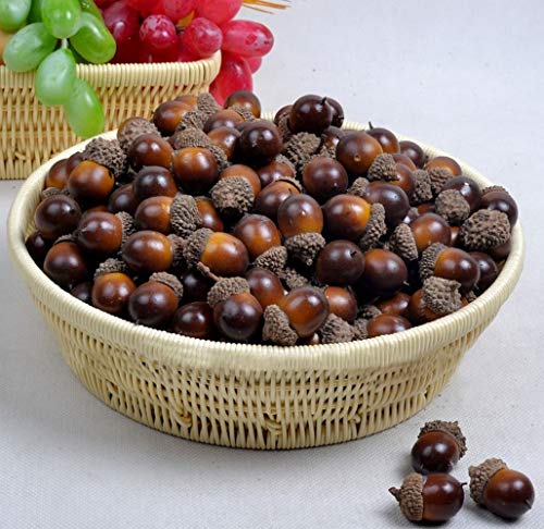 Kiseer 100 Pcs Artificial Acorns Bulk Small Fake Lifelike Simulation Acorn With Natural Cap For Crafts, Wedding, Home Vase Filler Decor #TOP3