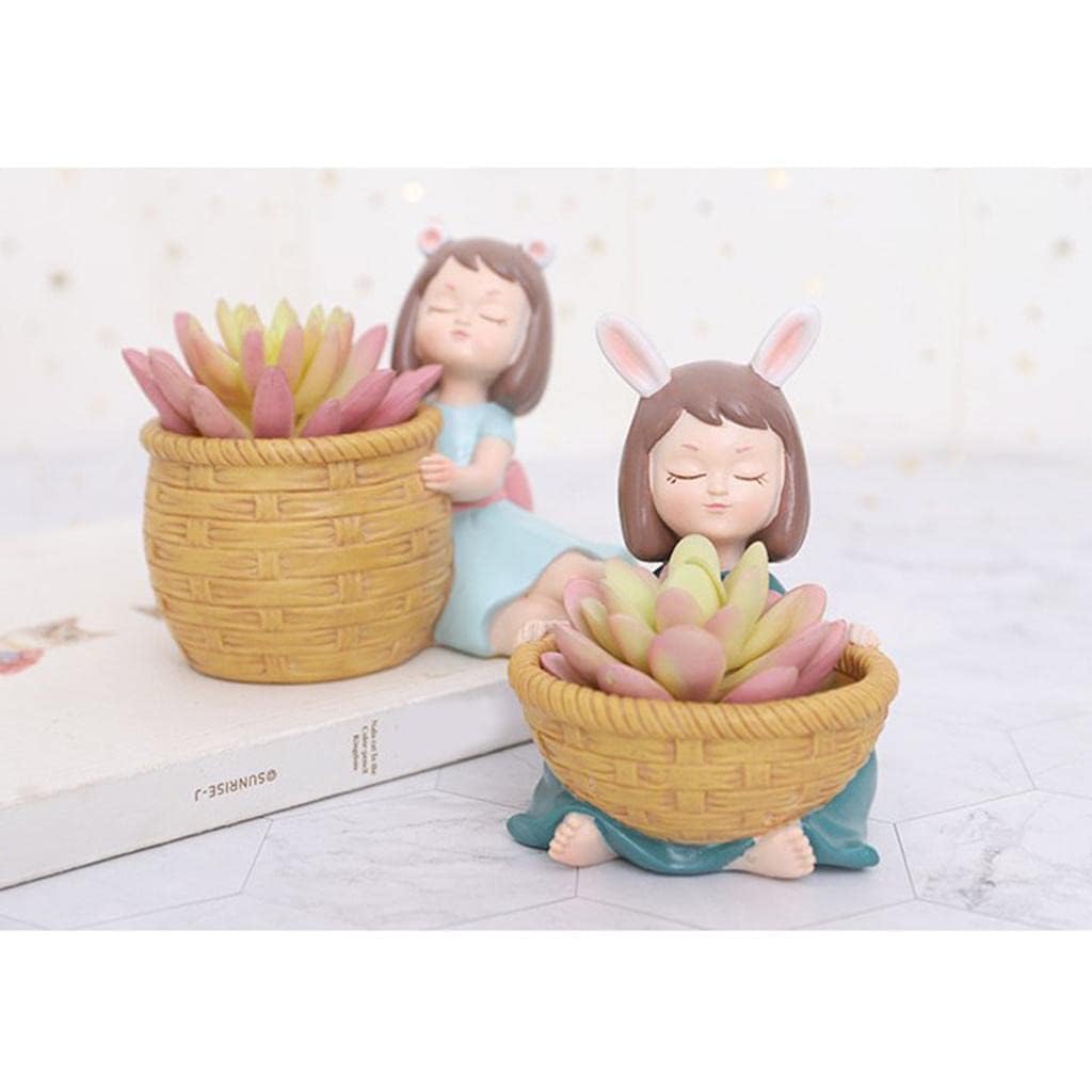 The Deal Resin Combo Cute Dreaming Girl with Basket Designed Resin pots Succulent Planter Flower Pot Creative Home and Garden Decor | Mini Container for Office(Plant Not Included) Set of 2 (B0CHB1XRG3) Amazon Price History, Amazon Price Tracker