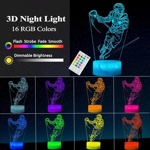Image of Lacrosse Gifts for Men, Lacrosse Night Light with Remote Control, 16 Colors Changing, Timer, RGB Flashing Mode and Dimmable, Gifts for Boys Christmas Decor