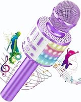 Karaoke Mikrofon, Drahtloses Bluetooth Mikrofon für Kinder, LED Dynamische Mikrofone, Geschenke für Teenager Mädchen Jungen, Tragbares Zuhause KTV Microphone Party Lautsprecher für Smartphone PC