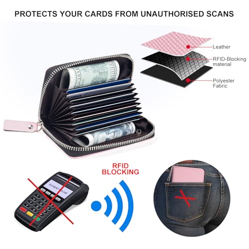 Image of Credit Card Wallet, RFID Card Case Wallet, Zipper Card Cases Holder for Men Women, RFID Blocking, KeyChain Wallet, Compact Size Card Organizer Case for Women