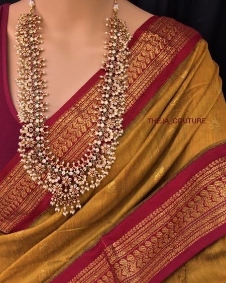 Image of South Cotton Gadwal Saree for Women | Celebrity Inspired Traditional Ethnic Wear | Chettinad & Kalyani Cotton Sarees | Soft Cotton Saree with Blouse Piece