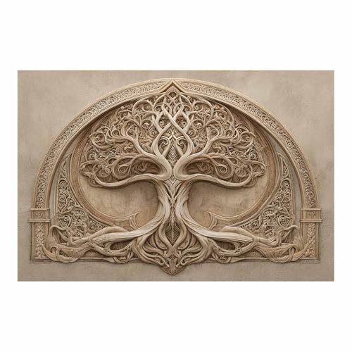 Toile Arbre de vie marron 60x90cm sans cadre ZAMAEIU pour déco murale salon