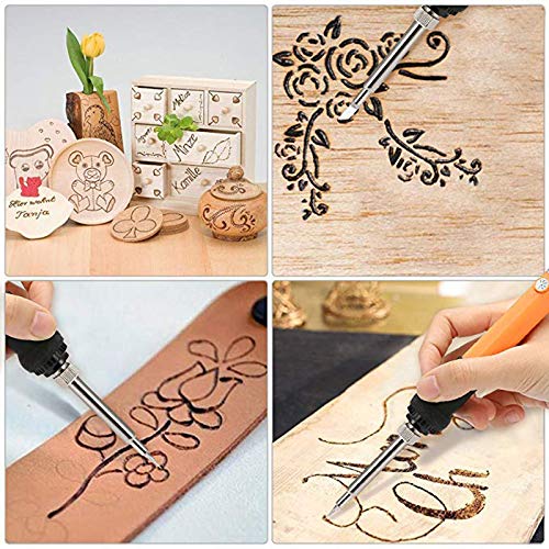 60 pcs Wood Burning Tips Set and Stencils, Pyrography Wood Burning Alphabet Numbers Symbols Stamps Set（ Include 54 Assorted Wood Burning/Carving/Embossing & Soldering Tips and 6 Stencils） - Thumbnail 6