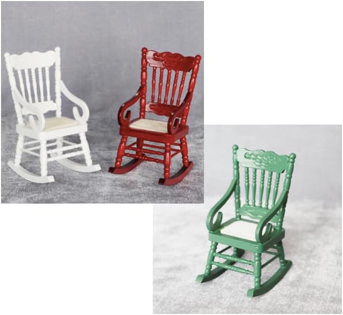 AirAds Dollhouse 1:12 Scale Dollhouse Miniature Furniture Rocking Chairs Christmas White,red Green (Set 3)
