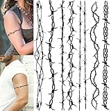 7 Sheets Pamela Anderson Temporary Tattoos For Women Kids Men Adults, Halloween Barb Wire Tattoos Stickers, Prisoner Inmate Barbed Wire Tattoos Pam Pamela Anderson Costume, Barbwire Fake Arm Tattoo