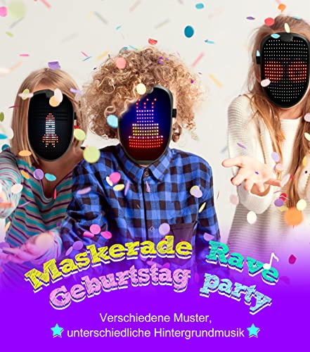 Megoo Led Mask With Music Gesture Sensing Transforming,Light Up Luminous Digital Glow Mask For Halloween Rave Dj Party Masquerade #TOP2