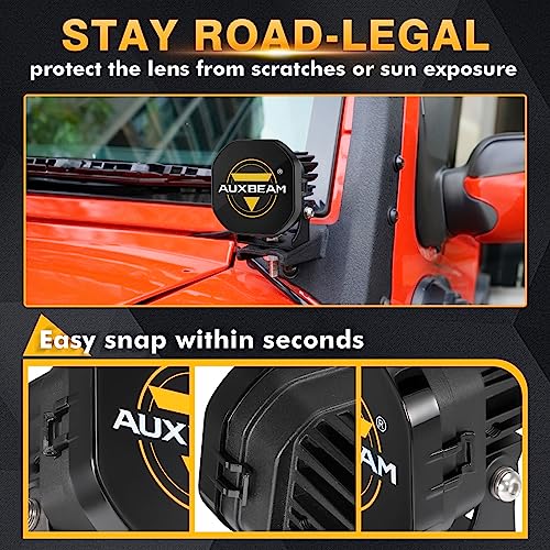 Image of Auxbeam XP-Ultra Series 3 Inch Black Protective Light Covers, Offroad LED Pods Lens Cap, On Road /Off Road, Snap-On Design, for 3 inch Specific Light Models, 2 Packs