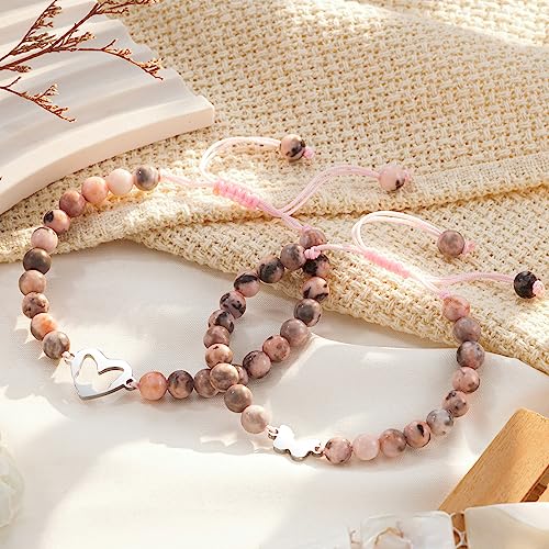 HGDEER Back to School Gifts for Daughter Granddaughter Mommy and Me Matching Heart/Butterfly Bracelets Set for Girls4