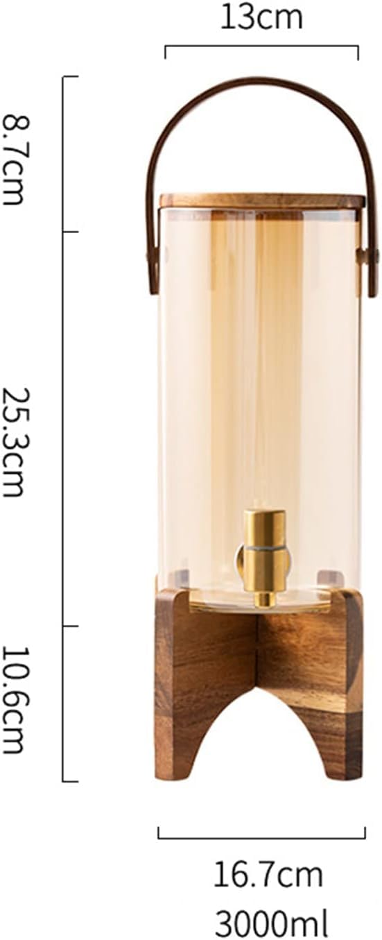 Getränkespender mit Ständer, Getränkespender aus Glas, Holzständer für heiße oder kalte Getränke, 7L, ideal für Partys, Outdoor, Alltag