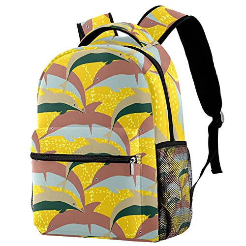 Sac à dos enfant dauphins multicolore léger avec poches latérales pratiques