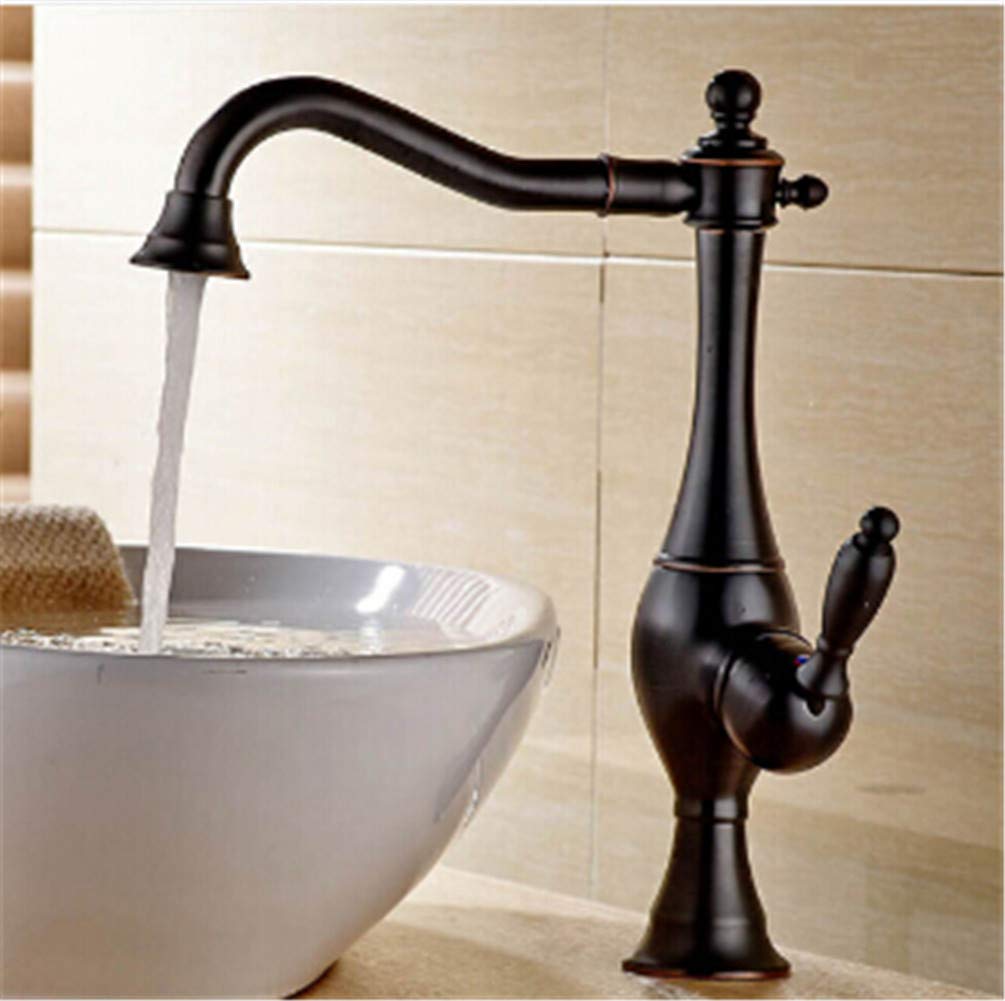 ZQFHSX Single Handle Kitchen Sink Faucet with Rotating Spout, Hot & Cold Water Mixer Tap, Deck Mounted for Modern Homes