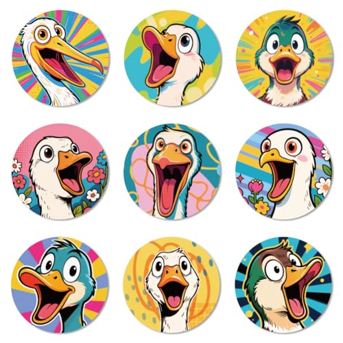 ANATTASOUL 9 Pièces Dessous de Verre Peinture, Canards Hurlants sous Verres Peinture Coasters, sous-Verres en Bois Couleurs, Été Dessous de Verre Rond pour...