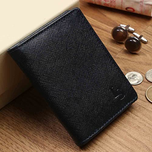 Image of LOUIS STITCH Safiano Leather Blue Wallet for Men | RFID Blocking Wallet with ID Card Holder, 1 Cash Compartment, 2 Card Slots | Slim Purse for Men (WL-SF BU)