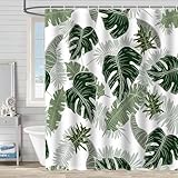 FAIRYGATE Duschvorhang Blätter Outdoor Gardinen Wetterfest Bathtub Curtain 180x180 cm Badevorhang...