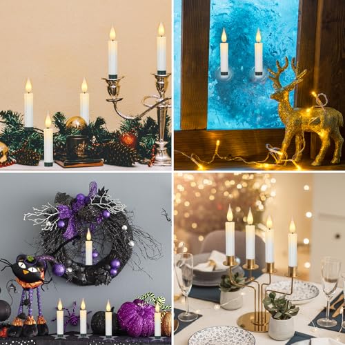 Image of GenSwin Christmas Tree Flameless Candles, 10 Pcs Clip on for Christmas Trees, LED Candles with Remote Timer Battery Operated