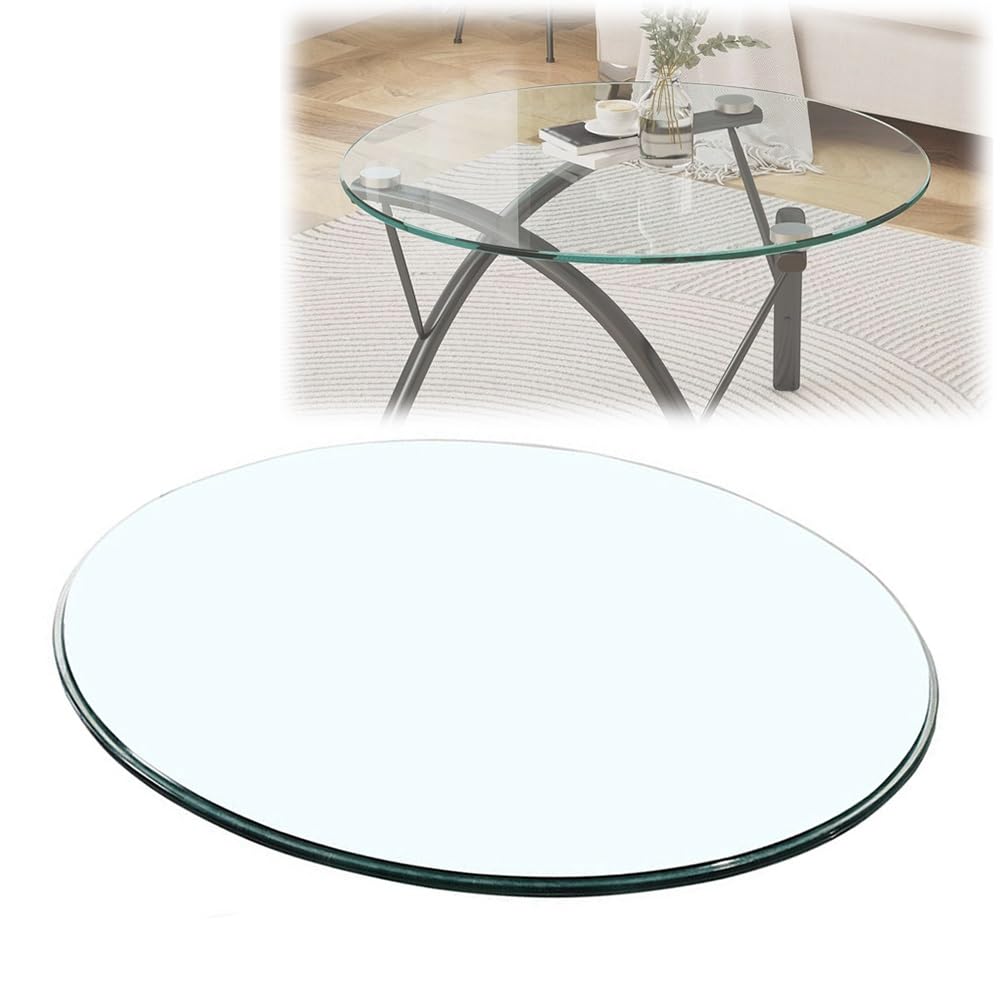 Plateau en verre trempé rond 100cm dessus de table plaque protection transparent