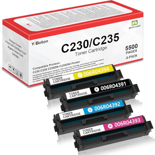 Image of C230 C235 High Capacity Toner Cartridge with Chip, Replacement for Xerox 006R04391 006R04392 006R04393 006R04394, Compatible with Xerox C230DNI C235DN Printer, Black Cyan Magenta Yellow 4-Pack