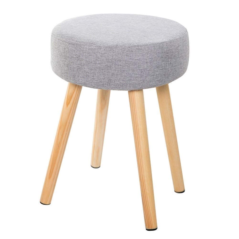 Tabouret de pied ottoman en tissu et bois massif pour salon