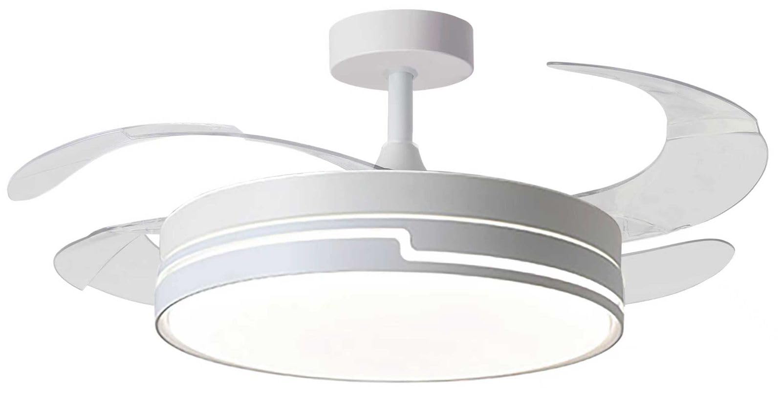 BEL AIR HOME - Ventilatore da Soffitto ROBIN - Motore DC Silenzioso - Pale Scomparsa - Luce LED 36W, 3000K/4000K/6500K - Telecomando Incluso - Ventilatore con Luce, Bianco, Metallo