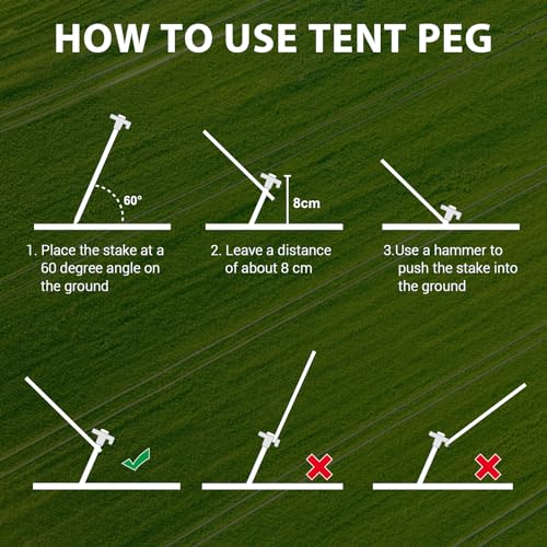 Image of Eurmax USA 10-Pack Secure Protection Galvanized Tent Stakes,Rust-Proof Steel Canopy Anchors for High Winds,Heavy Duty Commercial Ground Pegs for Camping,Pop Up Tents&Gazebos - Includes 4x10ft Ropes