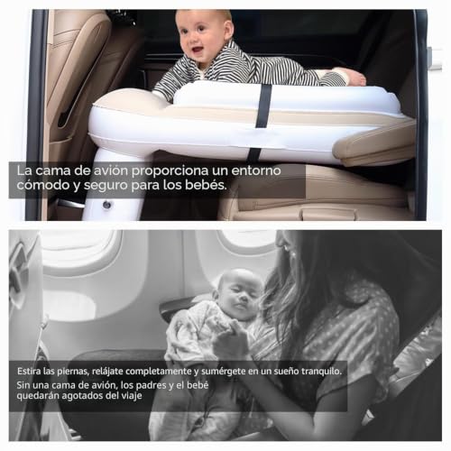 Miniatura 2 de Kensbro Cama De Avión Para Niños Pequeños, Cama De Viaje Inflable Para Avión, Cama De Avión Con Bomba De Aire, Cama Portátil De Viaje Con Lados Altos, Extensión De Asiento De Avión Para Avión Y Coche