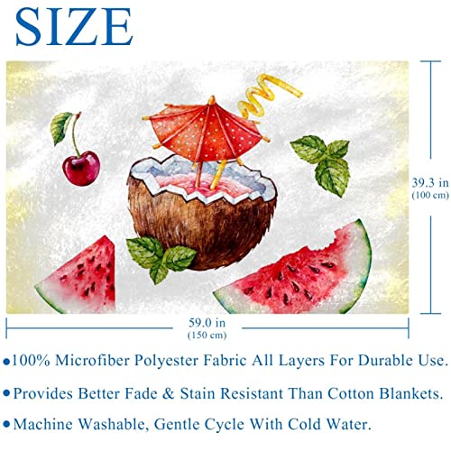 Couverture chaude et douce lit 150x100 motif fruits d'été