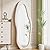 Dewfig Full Length Mirror, 63" x 24"Irregular Mirror, Large Floor Length Mirrors Wall Mounted, Standing Mirrors with Flannel Wrapped Wooden Frame for Bedroom/Living Room, White