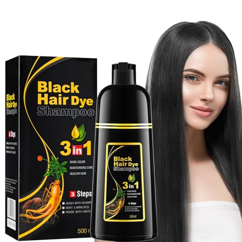 Schwarzes Haarfärbeshampoo Sofort-Haarfarben-Shampoo Haarfärbemittel Haarfärbung Color Shampoo langanhaltende Farbe für Männer und Frauen 500ML
