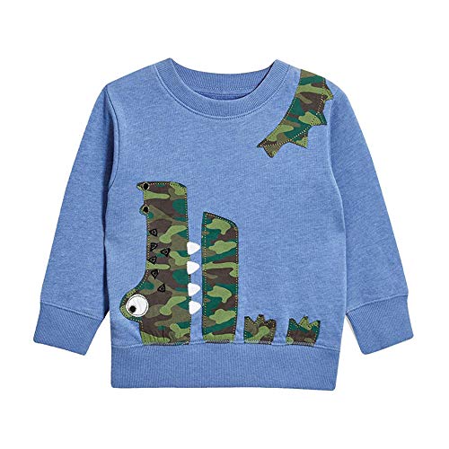 Boys Cartoon Sweatshirts Long Sleeve Crewneck Pullover Toddler Kids Crocodile Cotton Tops Tee Winter Warm Shirts Size 3T