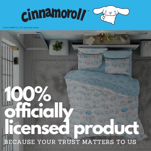 Image of Cinnamoroll Bedding 7 Piece Super Soft Cozy Reversible Comforter and Sheet Set with Sham, Full, (100% Official Licensed Product) By Franco