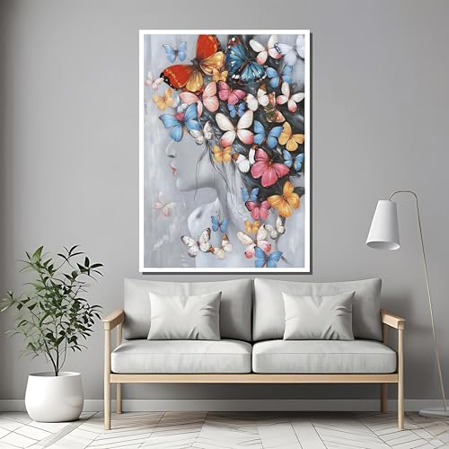 Tableau papillon et cheveux de femme abstrait déco 60x80cm - 2