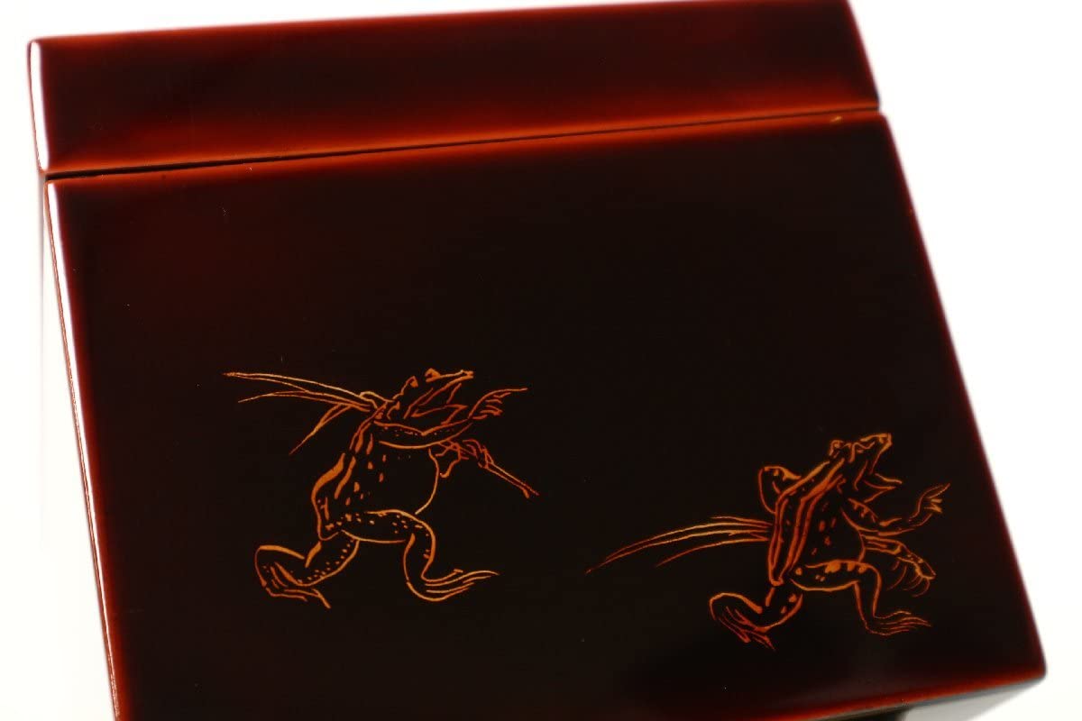 茶箱セット　木製溜塗に鳥獣戯画絵　フルセット Amazon.co.jp: 中津正克 輪島塗 鳥獣戯画 茶箱 共箱 茶道具/漆芸