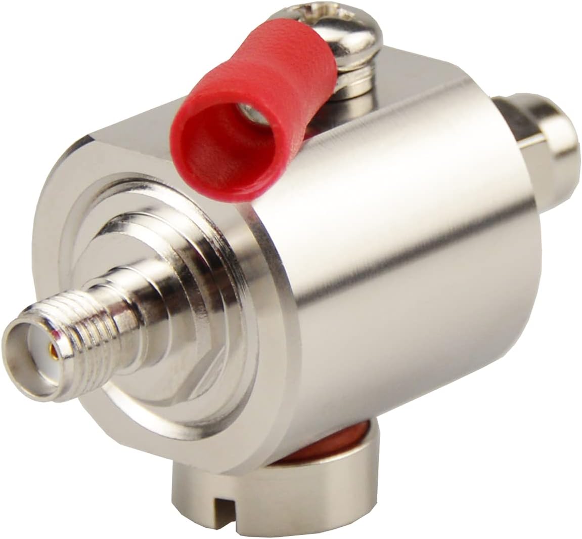 SMA Lightning Arrestor Surge Protector with SMA Male to Female Connector 0-6GHz, Replaceable Gas Tube Element, 90V