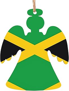 Jamaica Flag Wooden Angel Shape Decorative Ornaments - 6-Piece Set - Can be Used to Decorate Christmas Trees, fireplaces, Doors, and Windows