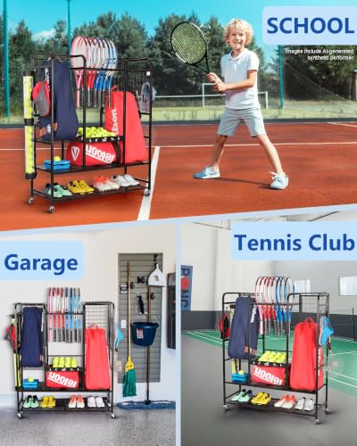 Image of Mythinglogic Rolling Tennis Equipment Organizer with Racket Storage