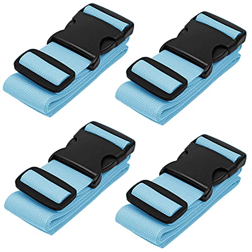 BlueCosto Luggage Strap Suitcase Straps Belts Travel Accessories, 4-Pack, Blue
