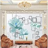 XLMING Tridimensionale Quadrati Minimalista Fiori Di Loto Foglie Di Loto Cigni 3D Carta da Parati Premium Aspetto Della Seta Studio Soggiorno Camera Letto Parete Divano Muro-200cm×140cm