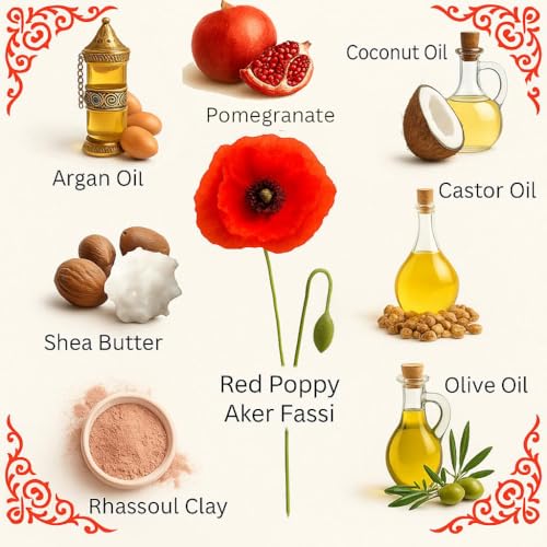 FERIHA Brightening Facial Soap Bar with Aker Fassi – Red Poppy & Pomegranate for Radiant Skin – Enriched with Argan Oil, Shea Butter & Rhassoul Clay – Gently Softens and Evens Tone - 3.5 Oz