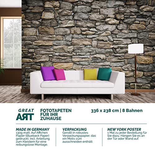 Large Photo Wallpaper – Grey Stonewall – Picture Decoration Modern Stone Pattern Wall Cladding Optic Industrial Design Masonry Image Decor Wall Mural (132.3X93.7In - 336X238Cm) #TOP1