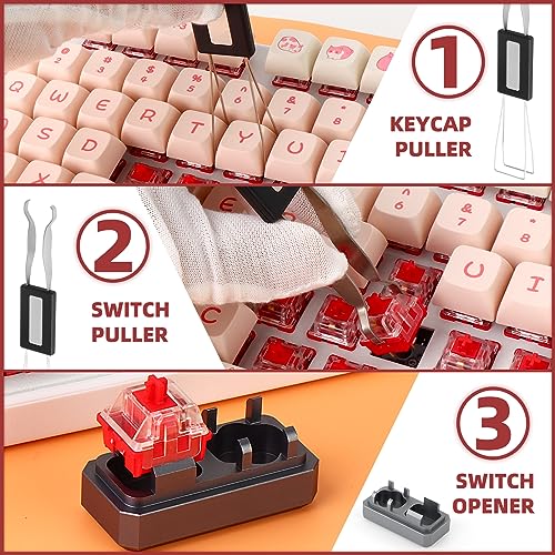 Image of Keyboard Lube Kit with Switch Opener, Keycap Puller Stainless Steel Key Removal Tool Keycaps Remover for Mechanical Keyboard
