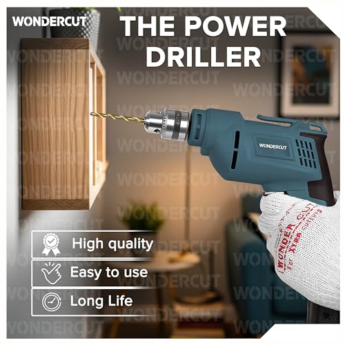 Image of WONDERCUT 550W, Electric Drill WC-EDRF10-B, 100% Copper Motor, 2800 RPM, 10 mm Chuck, Forward /Reverse with Variable Speed Control & 1 Pcs Pro Drill Bit (Blue & Black)