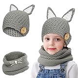 🤗🌞【Accesorios Invierno Versátiles】- tejido grueso, mantiene la cabeza, las orejas y el cuello de las niñas y los niños calientes y cubiertos, mantiene a tus hijos calientes en otoño e invierno. Es un diseño lindo y de moda, hace que su bebé se vea increíble, también es perfecto para sesiones fotográficas memorables.